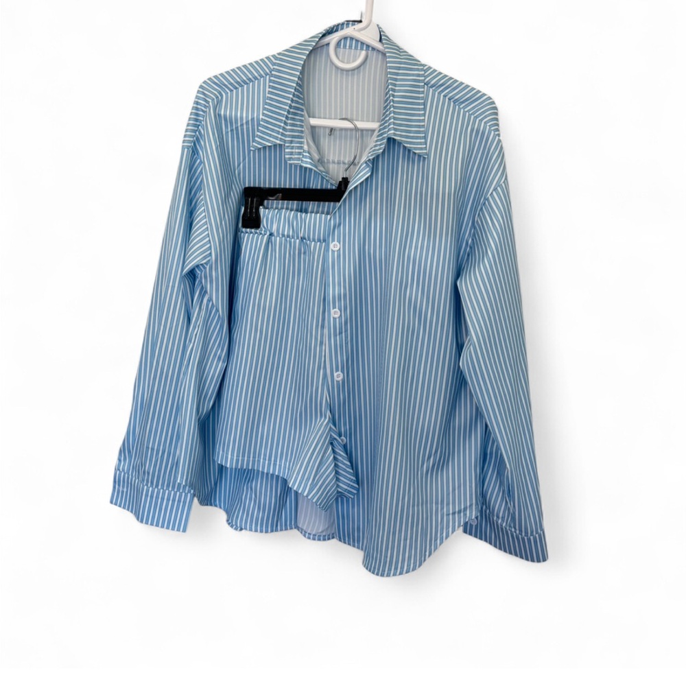 Blue Striped Button-Up Shirt